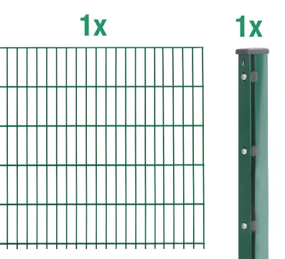 Immagine prodotto di Alberts 644673 Recinzione a doppia rete metallica come set completo, plastificata, verde, altezza 103 cm, lunghezza 2,5 m