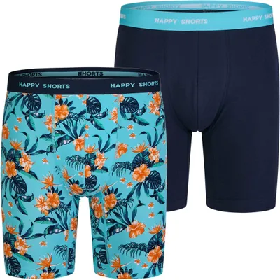 Immagine prodotto di Happy Shorts Boxer lunghi da uomo Confezione da 2 Boxer in jersey - stampa floreale - blu navy - taglia L