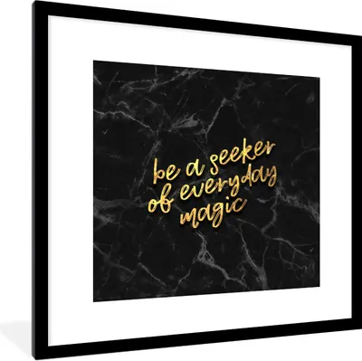 Produktbild von MuchoWow® Gerahmtes Poster Zitate - Magie - Gold - Marmor 40x40 cm - Poster mit Schwarzem Bilderrahmen Wandposter Rahmen Foto Bilder - Poster - Plakat im Rahmen