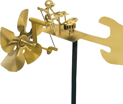 Produktbild von Handgefertigte Metall-Trommler-Windmühlenfigur, Perkussionistenfigur, windbetriebene kinetische Trommlerskulptur, Windspinner für Garten, Terrasse und Hof