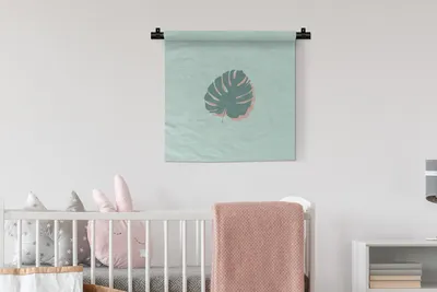 Produktbild von MuchoWow® Wandteppich Wandbehang Sommer - Monstera - Blau 60x60 cm Tapisserie Dekoration Wandtuch - Dekorationen - Wand Decke