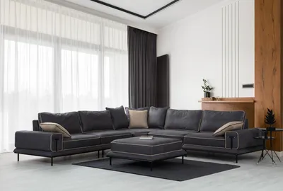 Produktbild von Moderne Wohnzimmer Wohnlandschaft Designer Polster Hocker 2tlg Set Neu