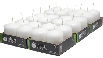 Stumpenkerzen 24 Stück 48x62 mm weiß 10 h Brenndauer
