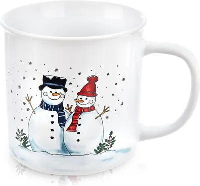 Produktbild von Orion | Kaffeebecher - Trinkbecher - Aus Keramik - mit Henkel - 470 ml - Weiß - Weihnachtsmotiv Schneemann