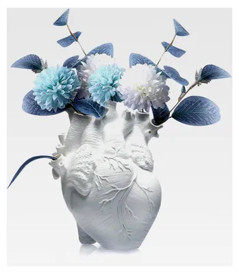 Produktbild von Herzförmige Vase aus Harz, Weiß, für moderne Wohnraumdekoration, Geschenk für verschiedene Anlässe