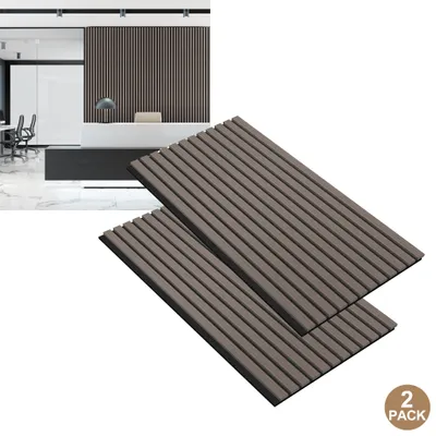 Obrázek produktu pro LZQ Akustické panely sada 2 dřevěných dýhových akustických stěnových panelů 120 x 60 cm Obložení stěn na míru Lamelové obložení dřevěné akustické panely pro obývací pokoj studio kancelář, ořechově hnědá barva