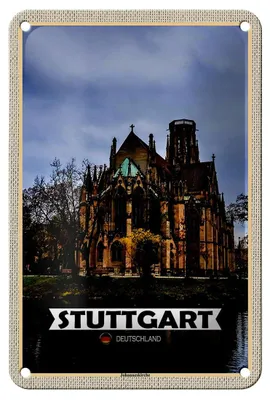 Produktbild von Blechschild Städte Stuttgart Johanneskirche 12x18cm Geschenk Schild
