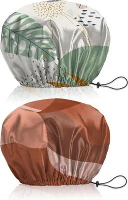 Produktbild von Famanu Duschhaube Set 2 Stück - Wasserfest, Doppellagig, Elastisch & Verstellbar