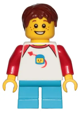 Obrázek produktu pro LEGO minifigurka, chlapec, s pihami, tričko "Classic Space" s červenými rukávy (kód: idea051)