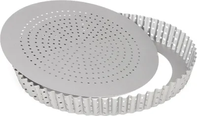 Obrázek produktu pro Patisse perforovaná forma na quiche s volným dnem, ocel, stříbro, 28 x 28 x 7 cm