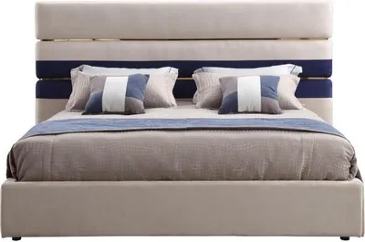 Obrázek produktu pro Modernes Doppelbett mit Holz rahmen stilvolles Bett in beige