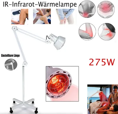 Produktbild von Topchances 275W Infrarotlampe Infrarotstrahler Infrarot Lampe mit Bodenstativ Rotlichtlampe Wärmelampe Therapielampe Heizlampe Wärmetherapie Heizung