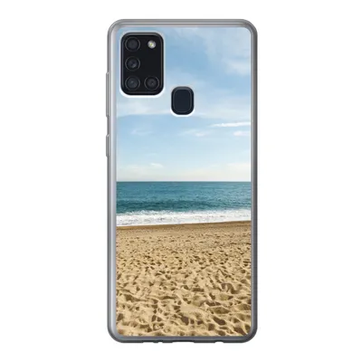 Produktbild von MuchoWow® Handyhülle Schutzhülle Hülle für Samsung Galaxy A21s Strand - Sand - Meer Silikon Softcase Handy Hülle - Hartschale