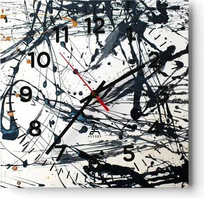 Produktbild von Wanduhr - Quadrat - Glasuhr - Abstraktion modern - 30x30cm - Schleichendes Uhrwerk - Lautlos - zum Aufhängen bereit - Dekoration Modern - Wanddekoration aus Glas - C4AC30x30-3442