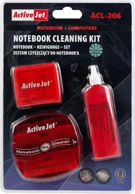 Produktbild von Activejet ACL-206 notebook Reinigungs set, Gerätereinigungs-Trockentücher & Flüssigkeit, Laptop, 20 ml, Rot, Universal, 3 Stück(e)