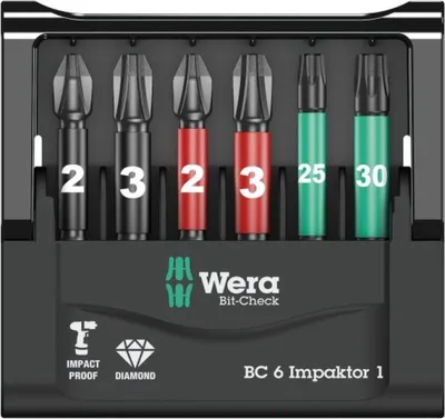 Obrázok produktu pre Wera 05073890001, 6 kusov, Phillips, Krížový, PH 2, PH 3, PZ 2, PZ 3, 50 mm