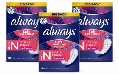 Imagen del producto de 3 unidades de protectores diarios Always Discreet Fresh, talla normal, paquete económico