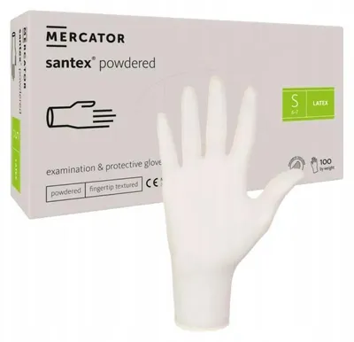 Obrázek produktu pro Jednorázové Rukavice Mercator Santex Powdered Latex Bílá Velikost S 100 Ks EU
