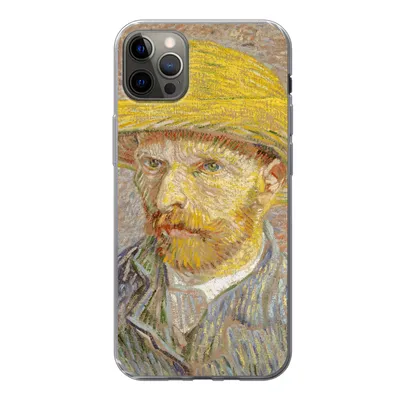 Produktbild von MuchoWow® Handyhülle Schutzhülle Hülle für iPhone 12 Pro Max Selbstbildnis mit Strohhut - Vincent van Gogh Silikon Softcase Handy Hülle - Hartschale