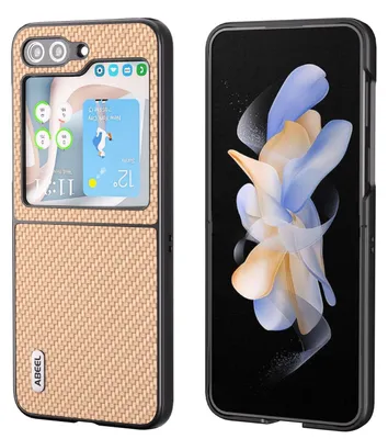 Image de Coque de protection pour Samsung Galaxy Z Flip5 5G, texture carbone, couleur jaune