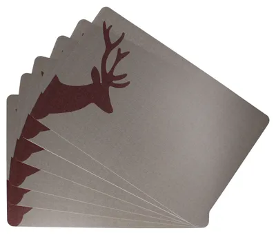 Produktbild von 6x Hirsch Tischset 43,5x28,5cm Kunststoff Platzset braun abwaschbar