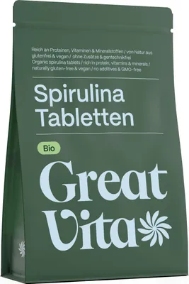 Produktbild von GreatVita  Spirulina Tabletten 400g, ca. 800 Stück à 500mg | Alge 100% rein & vegan