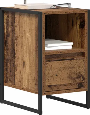 Image de vidaXL Table de chevet 2 pcs Vieux bois 39,5 x 30 x 50 cm Bois composite