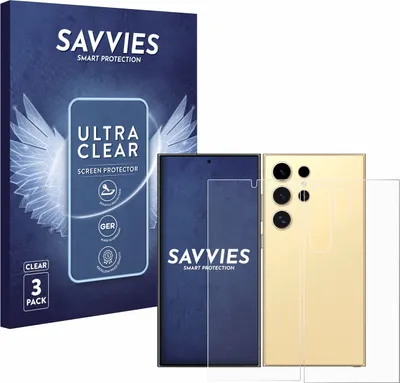 Produktbild von 6x Für Samsung Galaxy S24 Ultra (case-friendly) (Display+Rückseite) Schutzfolie Savvies Displayschutz Display Schutz Folie Klar Transparent