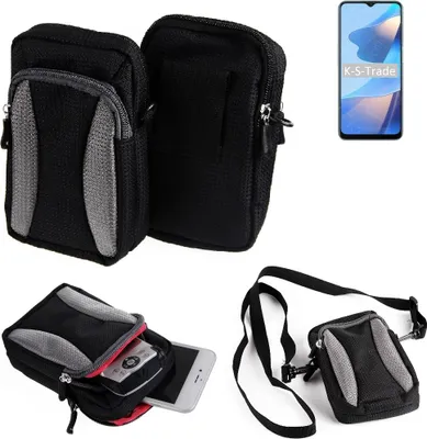 Produktbild von K-S-Trade Holster Schutz Hülle kompatibel mit Oppo A16s Handy Hülle Gürteltasche Umhängetasche mit Zusatzfach schwarz