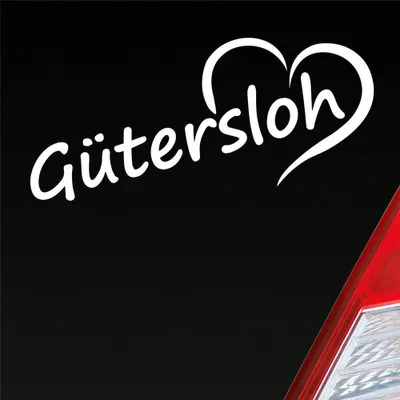 Produktbild von Auto Aufkleber Gütersloh Herz Stadt City Liebe Love Heart 19x8 cm Weiss Glanz Sticker Heckscheibenaufkleber