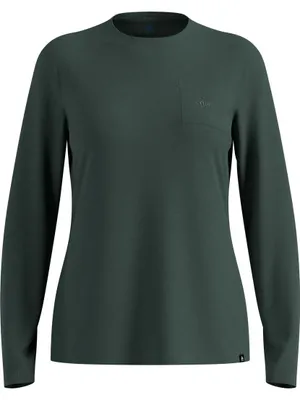 Dunkelgrünes Langarmshirt von Odlo mit Rundhalsausschnitt und Brusttasche mit Logo