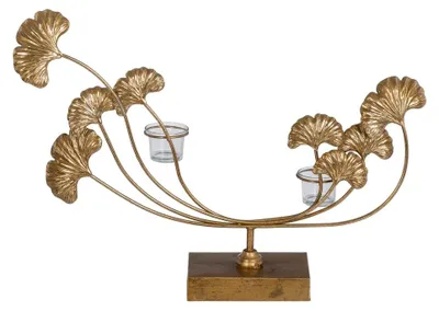 Teelichthalter Glas Gold 55x11x43 cm mehrfarbig