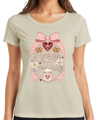 Productafbeelding van Oktoberfest-kleding: jurk, lederen broek, dames T-shirt, natuurlijke kleur, maat S