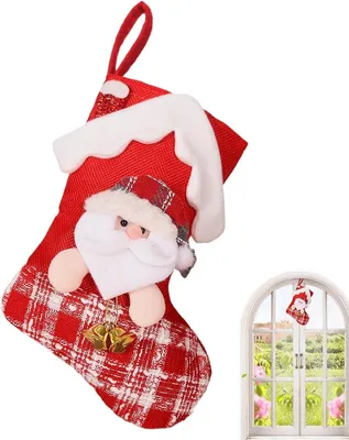 Produktbild von Dekorativer Weihnachtsstrumpf in Form eines Hauses mit Glöckchen, kreative Weihnachtsmann-Dekoration