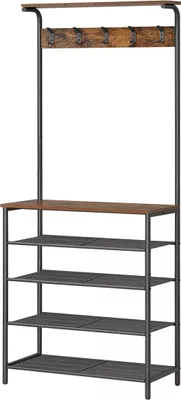 Produktbild von In And OutdoorMatch Garderobenständer Industrial Benny - Mit Schuhregal - Wandgarderobe - Industrial - Mit Regal - Hutablage - 31x68x183cm