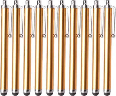 Immagine prodotto di 10 penne touchscreen comode, per un'ampia gamma di applicazioni: penna capacitiva universale in alluminio con punta arrotondata per iPad - color oro