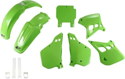 Produktbild von Ufo Kawasaki Kx 125 1990-1991 Kakit196f-999a Fork Protectors & Plastikbausatz Grün  Grün One Size