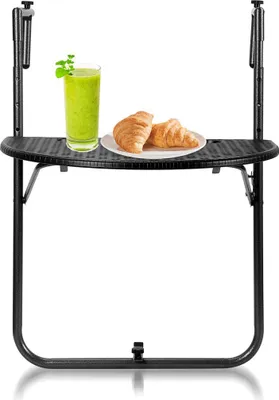 Produktbild von Faziango Balkonhängetisch ,Gartentisch klappbar, Hängetisch 3-stufig höhenverstellbar, Balkontisch bis 20kg belastbar, Klapptisch Metall,Balkon Tisch