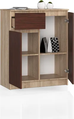 Obrázek produktu pro BDW, komoda s 1 zásuvkou a 2 dvířky, 80x99x40 cm, příborník, dub Sonoma - wenge