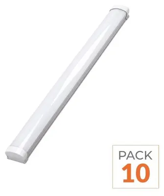Image de Barrette LED étanche de 120 cm, 36 W, indice de protection IP65 - Lot de 10 - Blanc froid, température de couleur de 6000K à 8000K