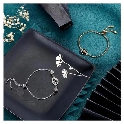 Produktbild von 12 Stück 2 Farben Verstellbare 304 Edelstahl Slider Armbänder Bolo Ketten Armbänder Mit Metallperlen Verlängerungsketten Mit Kugelenden Für DIY Schmuckherstellung