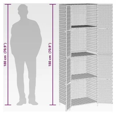 Produktbild von Gartenschrank Geräteschrank Aufbewahrungsschrank Beistellschrank Garten Balkon Grau 59x40x180cm Poly Rattan