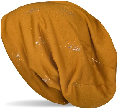 Produktbild von styleBREAKER Damen Beanie Mütze mit Glitzer und Pailletten Punkte, Slouch Stoff Longbeanie 04024145