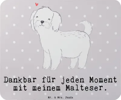 Produktbild von Mr. & Mrs. Panda Mauspad Malteser Moment - Grau Pastell - Geschenk, Mouse Pad, laptop, Mousepad, mousematte, pc mausunterlage