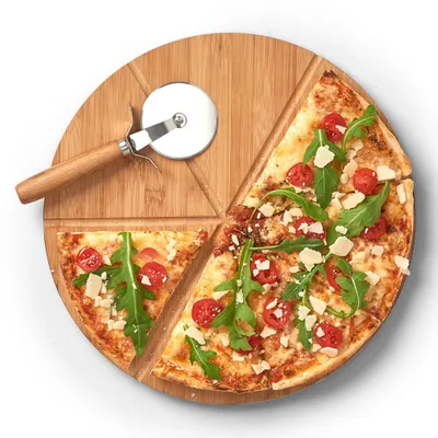 Produktbild von Pizzabrett mit Pizzaroller, Ø 32 cm, Bambus, ZELLER - ZELLER