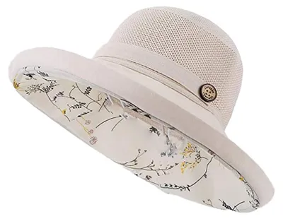 Produktbild von Damen-Sonnenhut aus Netzgewebe, Sommer, Strand, UV-Schutz (UPF), faltbar, breite Krempe