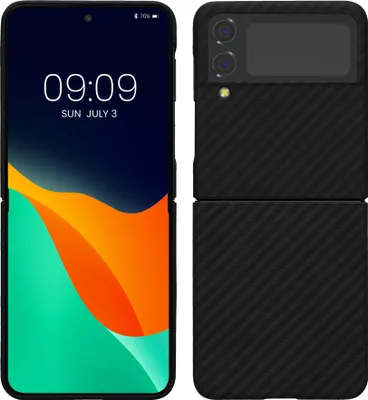 Produktbild von kalibri Schutzhülle kompatibel mit Samsung Galaxy Z Flip4 - Hülle Aramid - Handy Cover Case Handyhülle Schwarz matt