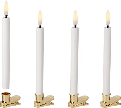 Produktbild von Piffany Copenhagen - Uyuni Lighting LED mini Taper Tannenbaumkerze "Nordic White", 4er Pack inkl. Clips, H: 13,8 cm, Ø: 1,3 cm