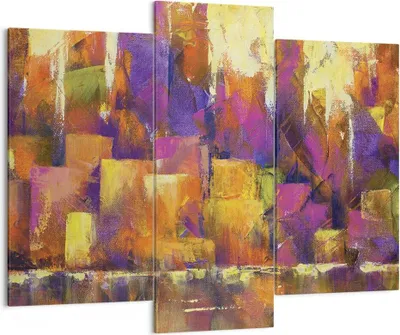 Produktbild von Bild auf Leinwand - Leinwandbild - 3 Teile - Abstraktion Stadt Wolkenkratzer - 130x100cm - Wand Bild - Wanddeko - Wandbilder - Leinwanddruck - Bilder - Wanddekoration - Leinwand bilder CB130x100-4294