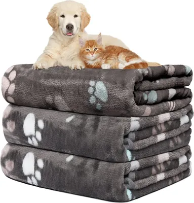 Produktbild von Hundedecke, waschbar fleecedecke, katzendecke, 3 Pack Weiche Warme Haustier Decken für Kleine Mittlere Hunde Katzen, Mit niedlichem Knochen-Druck, Haustierdecke Schlafmatte für Sofa Bett,76 * 52CM